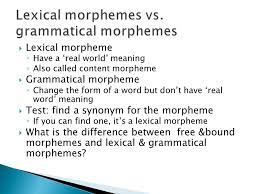 If this morpheme was deleted, would i not be able to understand the main message of this sentence? if the answer is yes, then you have a lexical morpheme. Morphology A Review Ppt Download