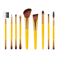 yolai 9pcs yellow cosmetic makeup brush