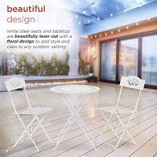 Small White Bistro Set 3piece Table And