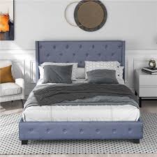 queen size upholstered platform bed