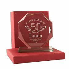 engraved 50th birthday gl award for