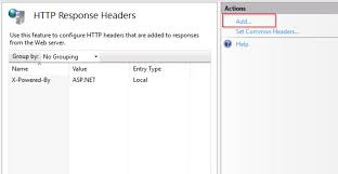 how to add security headers in iis server