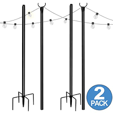 Slsy String Light Poles Stand For Outside 8 Ft 5 Prong Fork Backyard Outdoor Lights Pole 2 Pack Poles Stand For Patio Garden Christmas Yard Black 2 Poles Buy Products Online