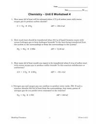 Chemistry Unit 8 Worksheet 4