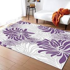 purple fl art area rugs white grey