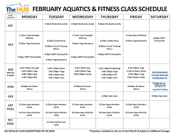 fitness cl schedule the hub