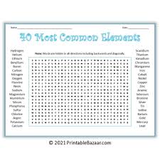 common elements word search puzzle