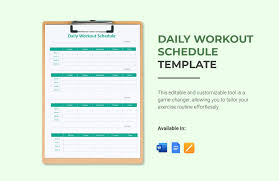 daily workout schedule template in word