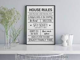 House Rules Print Home Decor Wall Art
