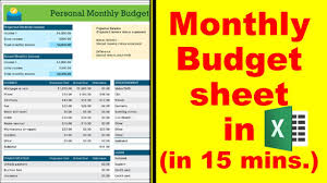 monthly personal budget in excel