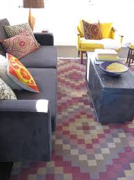 kilim rug in mid century modern room