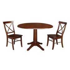 The circular top and the solid legs, which create particular yet essential lines, lend this designer product an extra touch of personality. 42 Pete Round Top Pedestal Extendable Dining Table With 2 Chairs Espresso Brown International Concepts Target