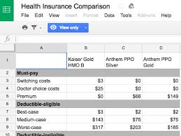 Spreadsheet For Picking A Healthcare Plan Business Insider