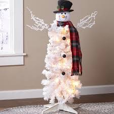 Snowman wears a black top hat what if you could have a snowman without the snow? Lakeside Small Prelit Snowman Christmas Tree In White 3 X 36 Target