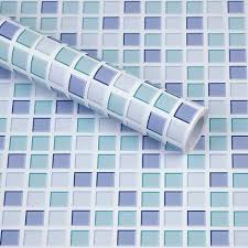 Blue Self Adhesive Tile Wallpaper
