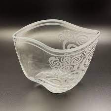 Clear Blown Glass Vase Sandblasted