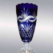 French Size And Double Blue Crystal Vase