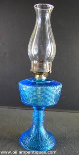 blue glass oil lamp circa 1890s oil