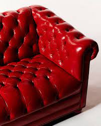 co002 red leather sofa prop al