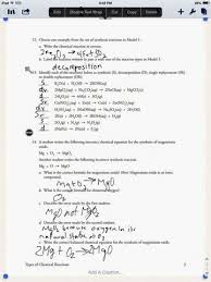 Chemical Reactions Chemistry Worksheets