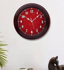 Plastic Round Wall Clock In Red By