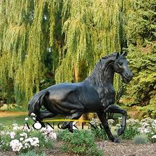 Black Horse Statue Decor Bronze