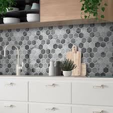Sunwings Concret Gray Hexagon 6 X 6 In Backsplash Recycled Glass Cement Looks Floor And Wall Mosaic Tile 0 25 Sq Ft Cement Gray Sample