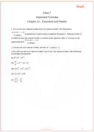 Cbse Class 7 Maths Chapter 13 Exponents And Powers Formulas
