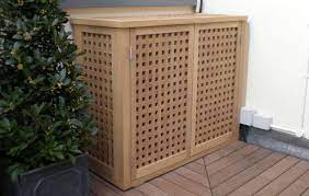 You should only cover the top of the outdoor unit and make sure the cover is at least 6 inches above the unit. Contemporary Air Conditioning Covers Air Conditioner Cover Air Conditioning Cover Air Conditioner Hide