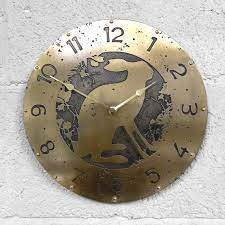 Large Brass Wall Clock With Hare And