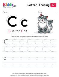 letter tracing alphabet c kiddoworksheets
