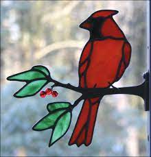 Chippaway Art Glass Window Frame Birds