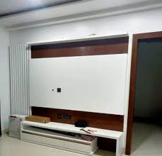 White Wall Mounted Wooden Tv Unit