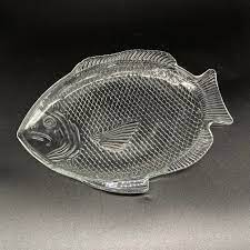 Clear Pressed Glass Fish Serving Tray