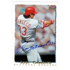 Kenny rogers set of 1995 topps cards. Jose Canseco Autographed Baseball Card Texas Rangers 1995 Topps 300
