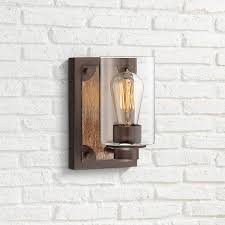 Buford 8 High Wood Accented Bronze Rustic Wall Sconce 47d93 Lamps Plus