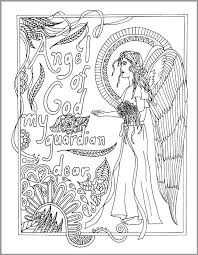 Coloring page of guardian angel and child praying together at bedtime. Mommy And Me Catholic Coloring Pages Drawn2bcreative