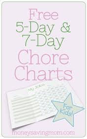 Free Printable Chore Charts To Manage Your Household