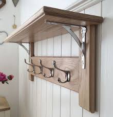 vintage style oak coat rack with shelf