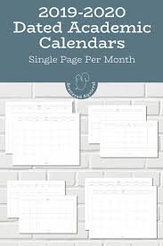 2019 2020 Single Page Monthly Academic Calendars Scattered