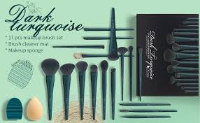 dark turquoise makeup brushes set