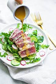 seared tuna salad with wasabi er sauce