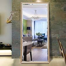 Add a wood frame around plain mirror diy. Amazon Com H A Full Length Floor Mirror 65 X24 Large Rectangle Wooden Finished Frame Standing Mirror Cheval Dressing Mirror With Adjustable Stand For Bedroom Champagne Kitchen Dining