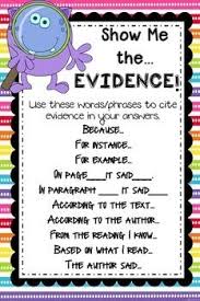 Show Me The Evidence Anchor Chart Evidence Anchor Chart