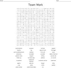 Team Work Word Search Wordmint