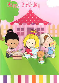 Girls 3d Tea Party Birthday Card Childrens Kids Quality Activity Greeting Cards