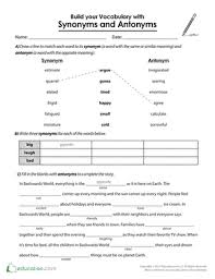 Antonym And Synonym Worksheets Worksheet Fun And Printable