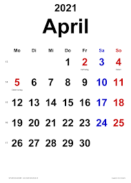 Kalender April 2021 als PDF-Vorlagen