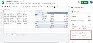 percene in a pivot table