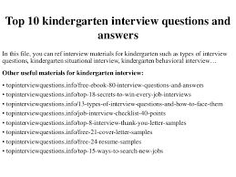 Top 10 Kindergarten Interview Questions And Answers